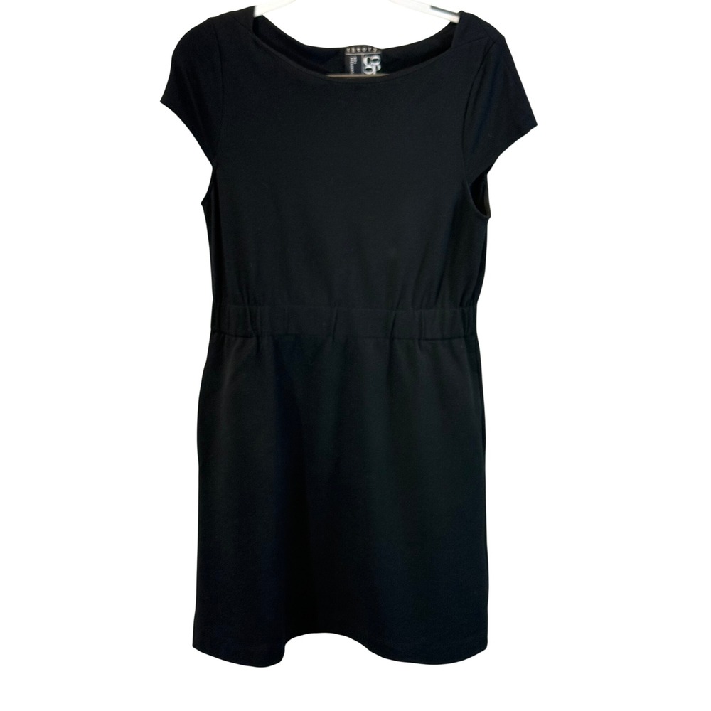 Theory for Barneys New York Womens Black Cap Sleeve Mini Dress Size L